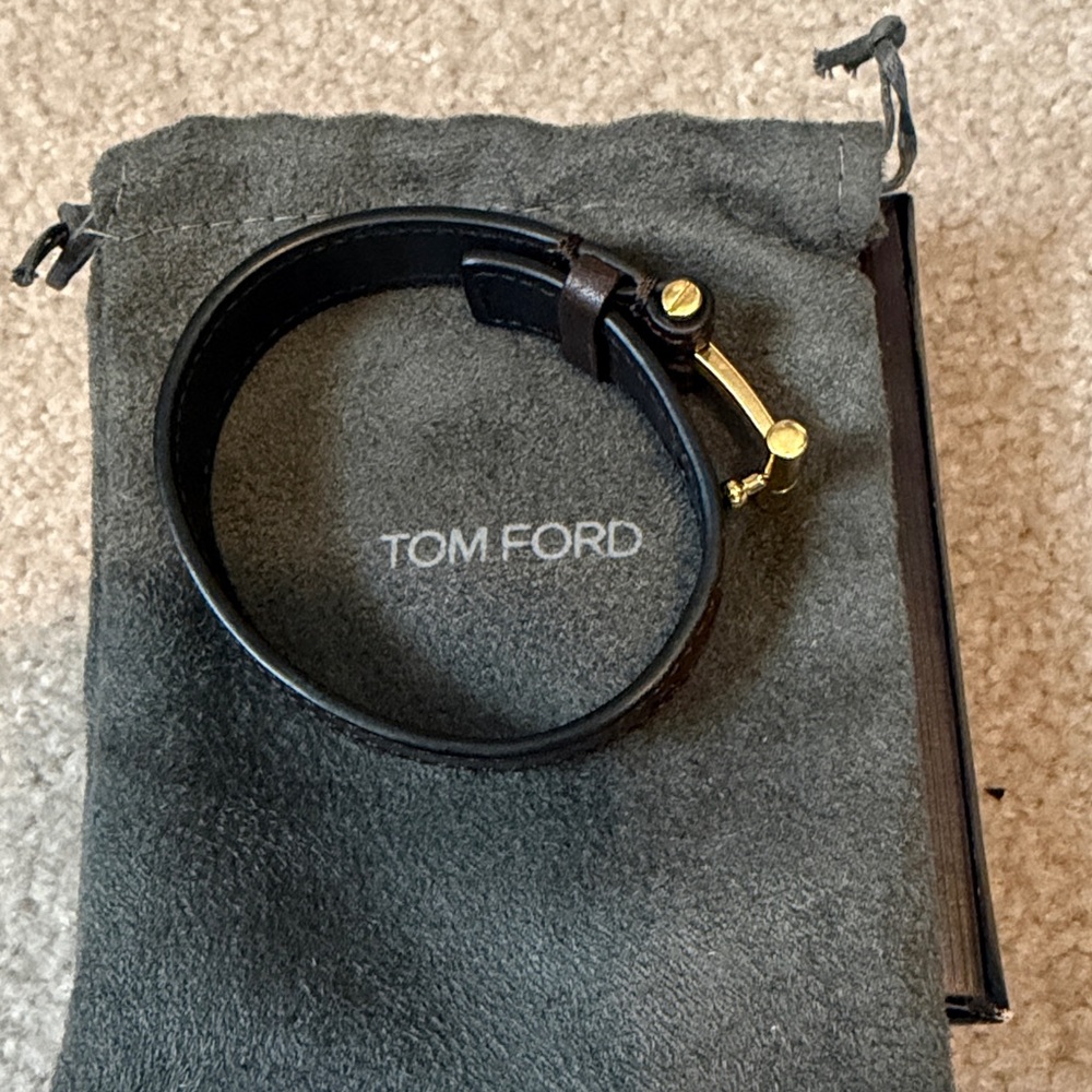 Tom Ford T-Lock Dark Brown Leather Bracelet